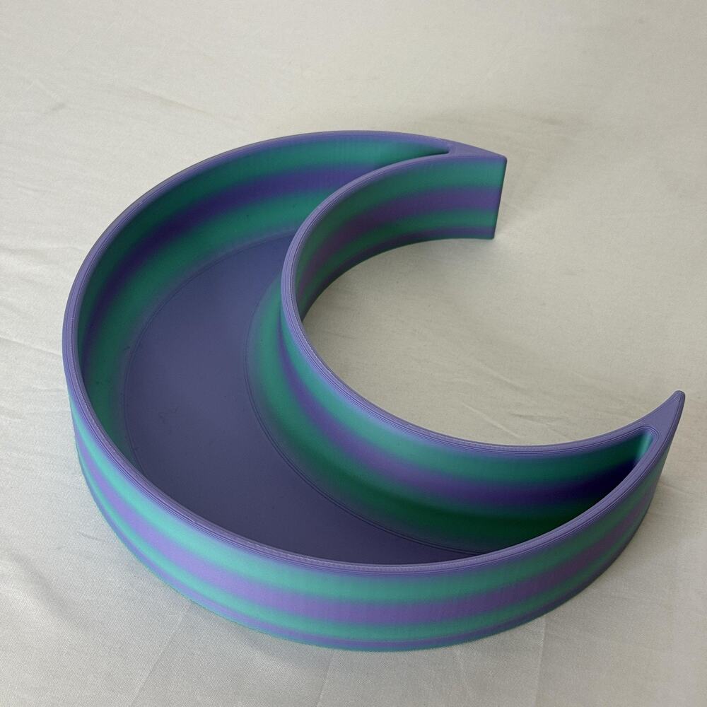 Crescent Moon Tray Purple Teal Plastic Organizer Decor Catchall Vanity Boho